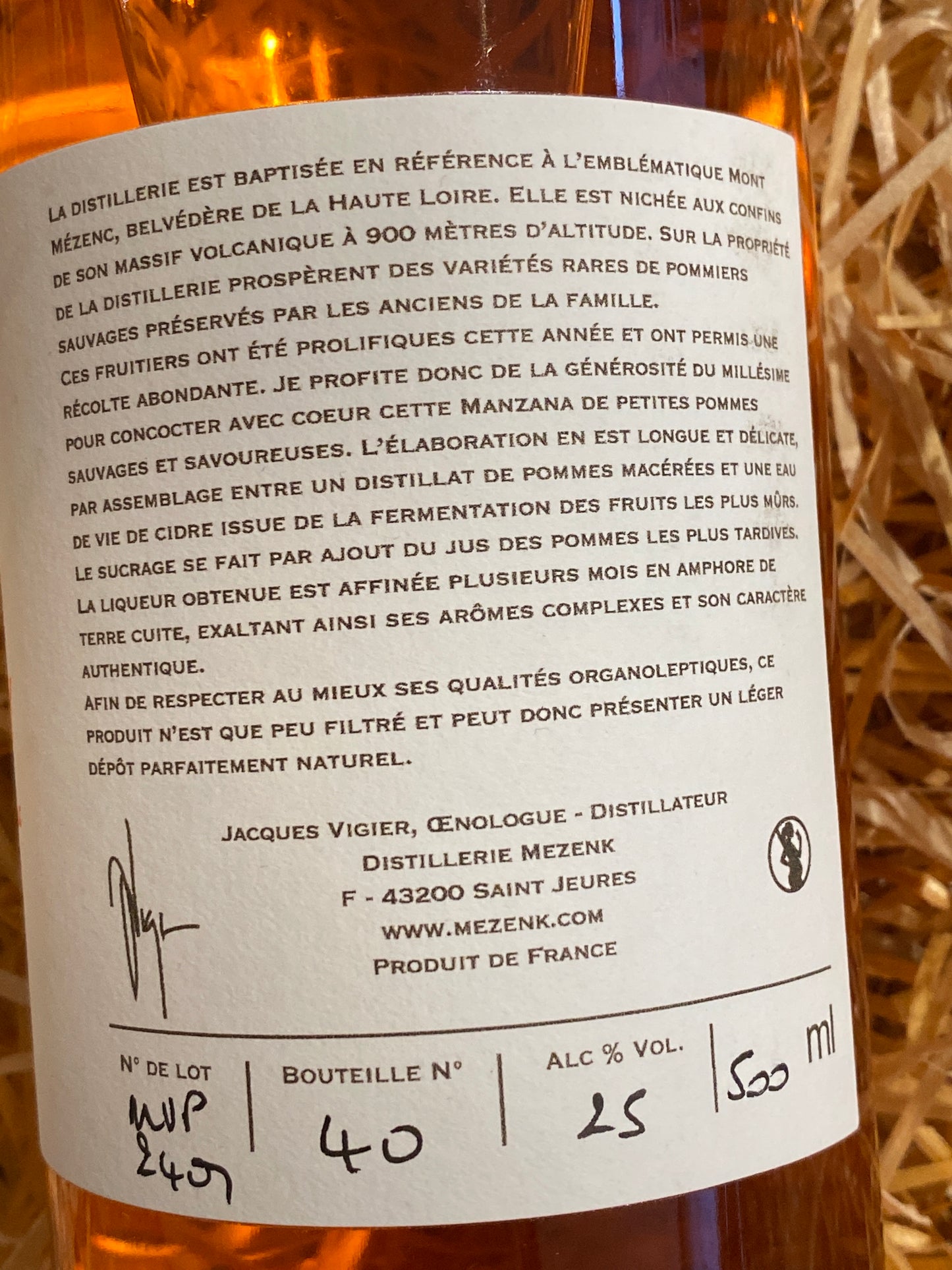 MEZENK - Manzana Velay - Liqueur distillée de pommes 50cl 25%