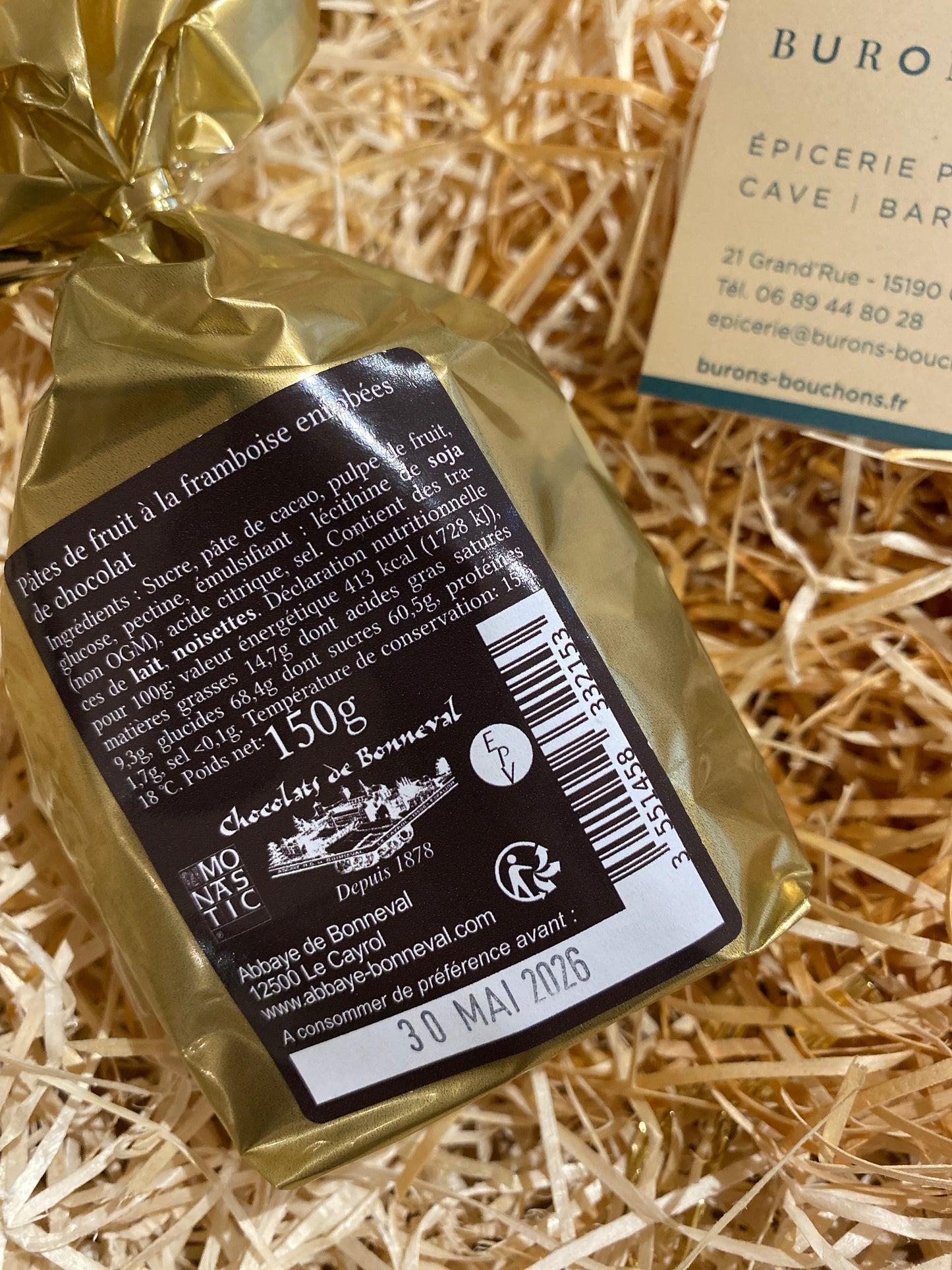 Pâte de fruit Framboise 150g - Aveyron ND de Bonneval (Produits Monastiques)