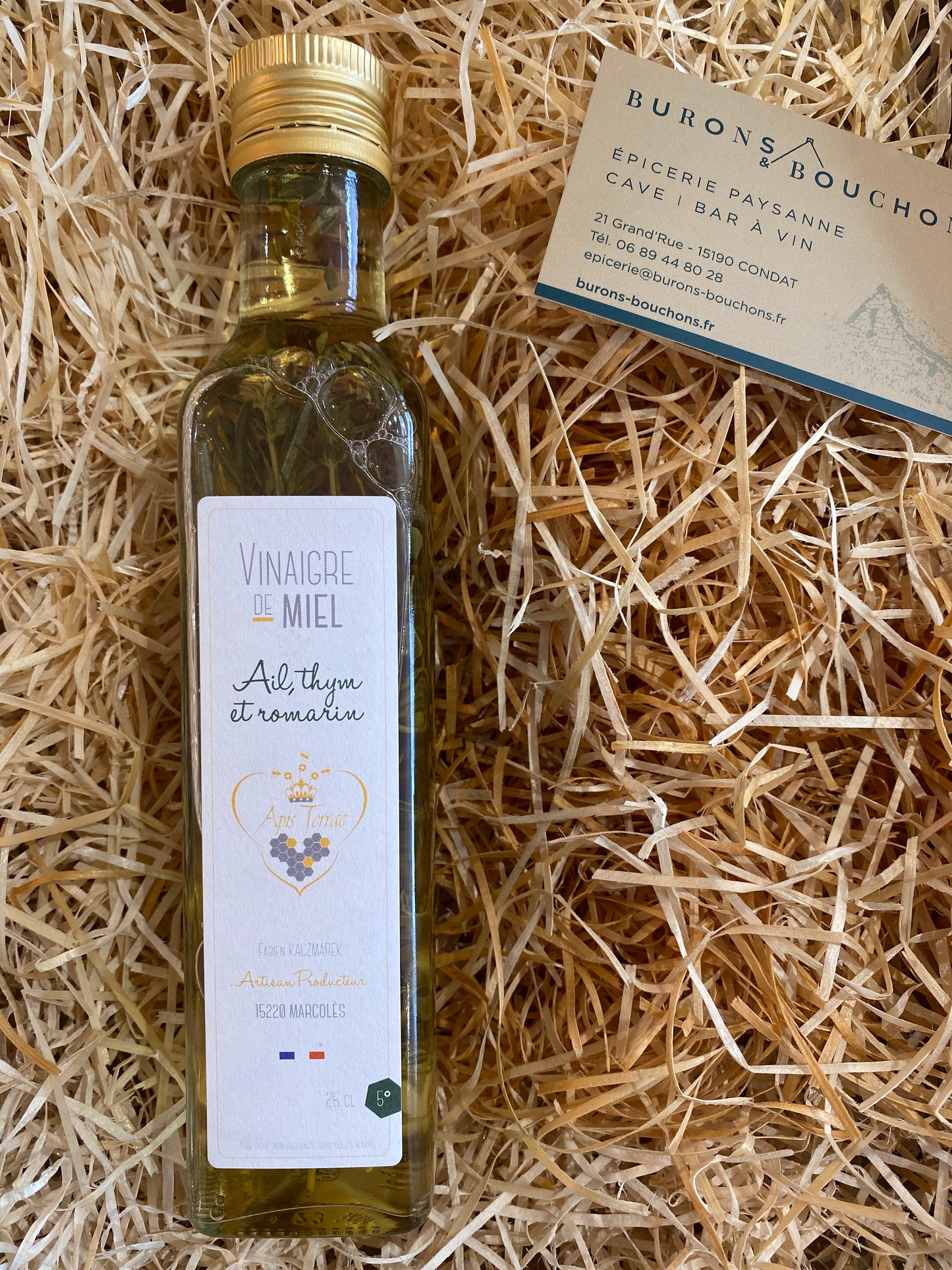 Vinaigre de miel ail, thym & romarin 25cl (Cantal)