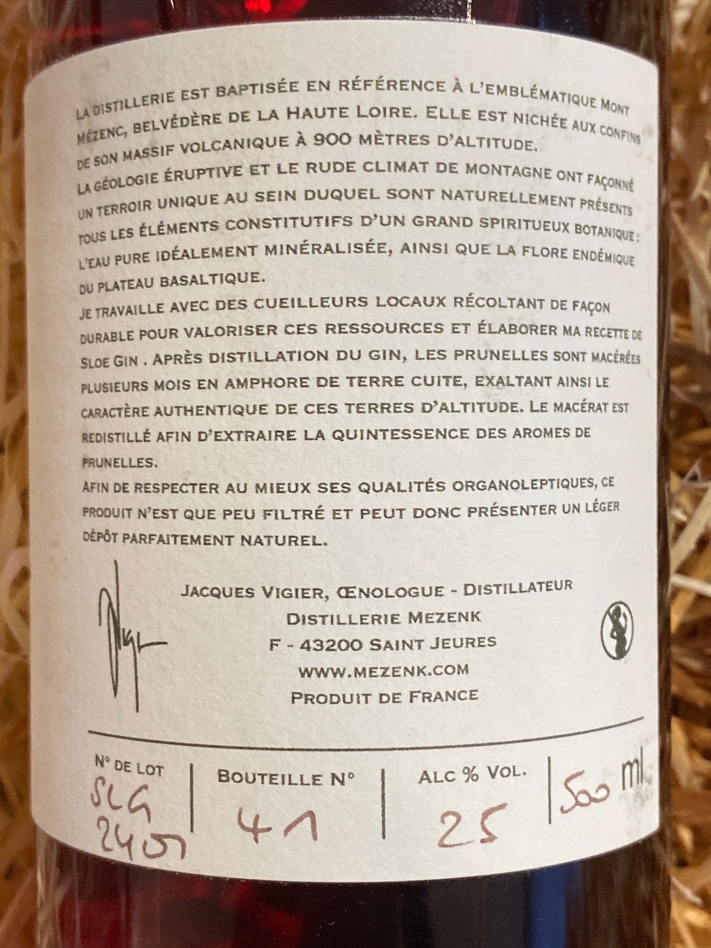 MEZENK - Sloe Gin - Liqueur gin et prunelles- 50cl 25%